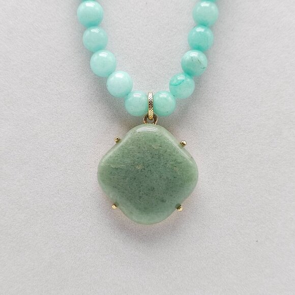 Banana Republic Green Blue Ombre Aventurine Stone Bead Necklace 21" - Picture 5 of 6